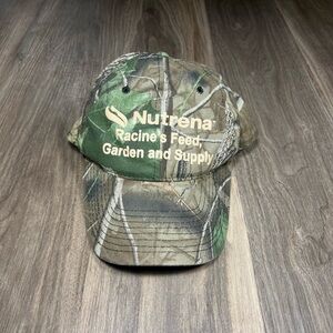 Vintage Feed & Garden Supplies Hat Cap Snapback Camo Green Brown Hunt Fishing